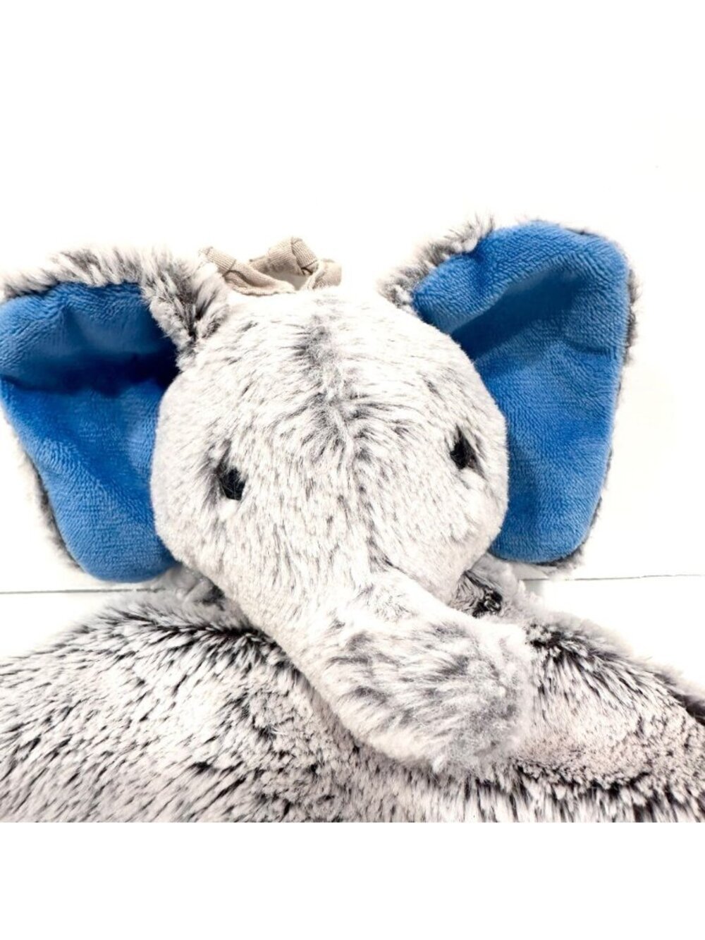 Pottery Barn Kids Grey Elephant Blue & Orange Tags Lovey Security Blanket - Picture 2 of 7